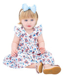 Vestido Infantil de  Ursinho em Tricoline com Tiara