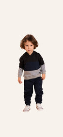 Conjunto Moletinho Marinho com Cinza